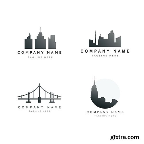 Silhouette cityscape logo vector