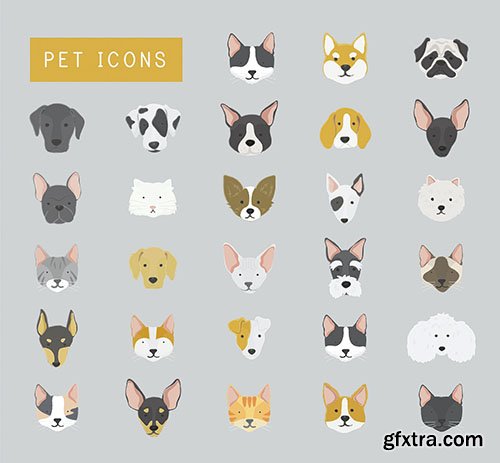 Cats and dogs icon collection 