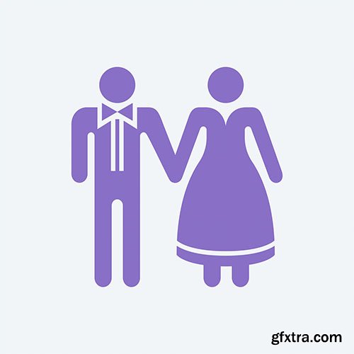 Bride and groom holding hands graphic illustration 