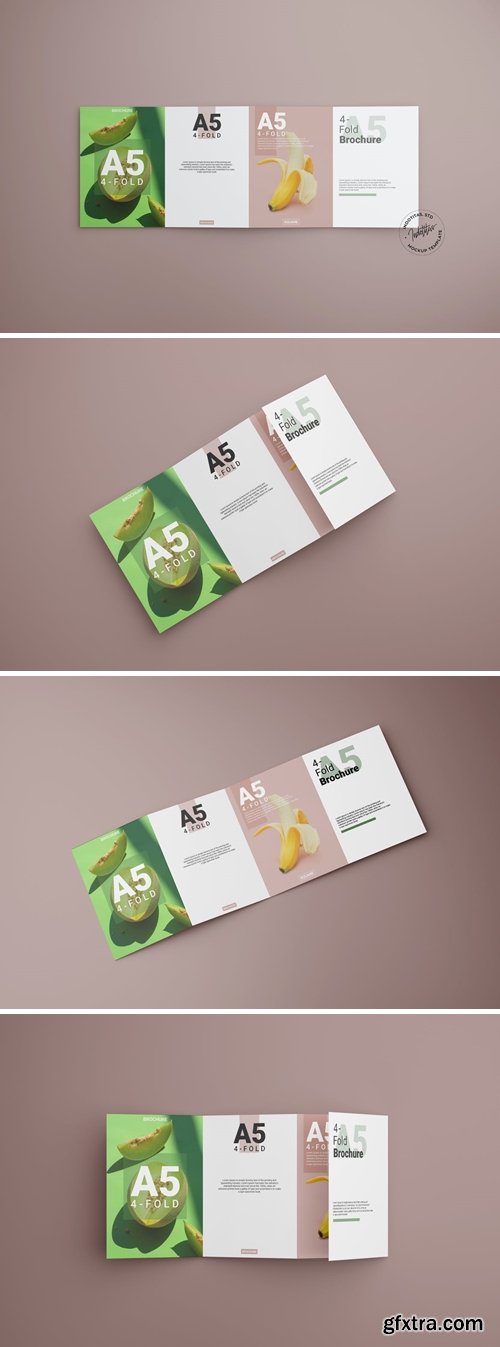 Realistic A5 Flyer Fourfold Mockup