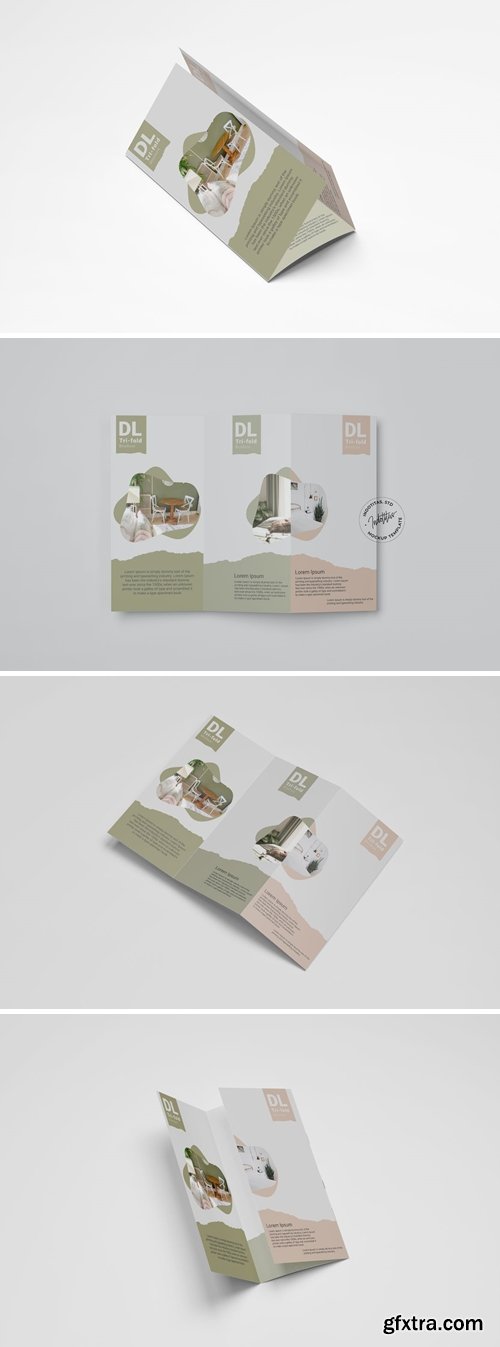 Realistic DL Brochure Trifold Mockup