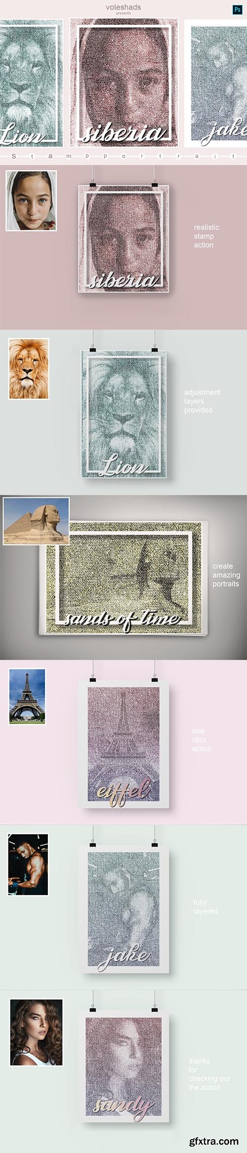 CreativeMarket - Stamp portrait Photoshop Action 5933908