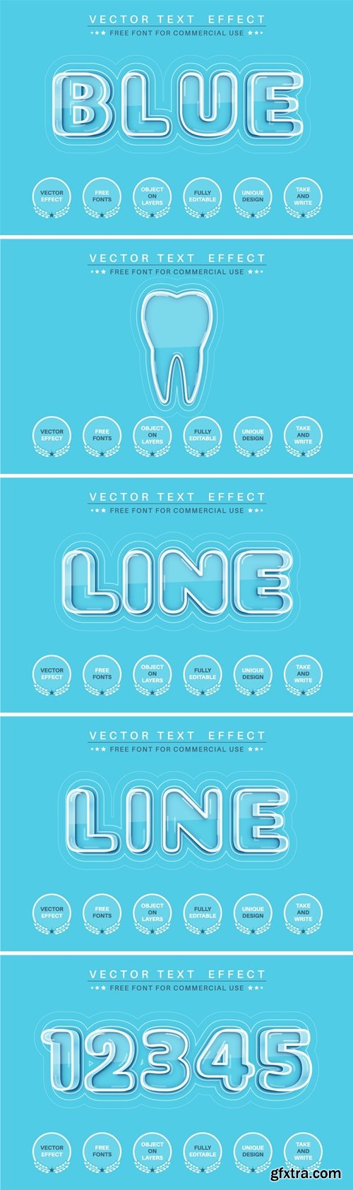 Blue glass - editable text effect, font style