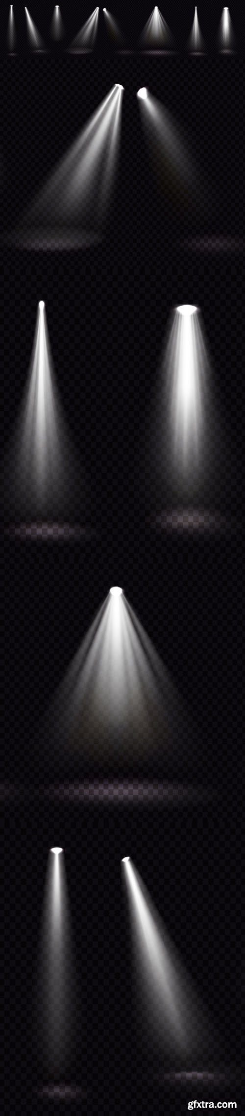 Glowing White Spotlight Design Vector Elements