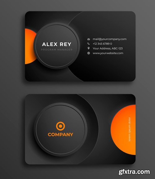 Black & Orange Business Card Vector Template