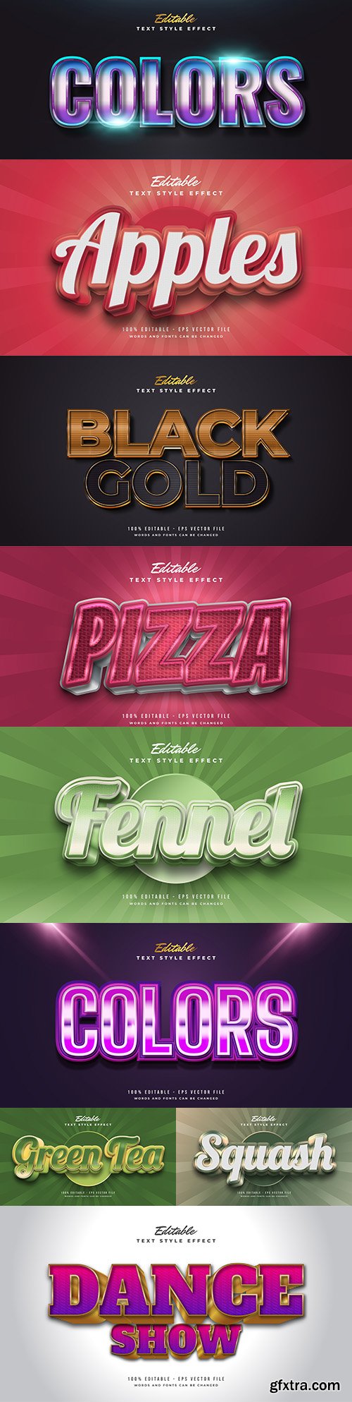 Editable font and 3d effect text design collection illustration 70
