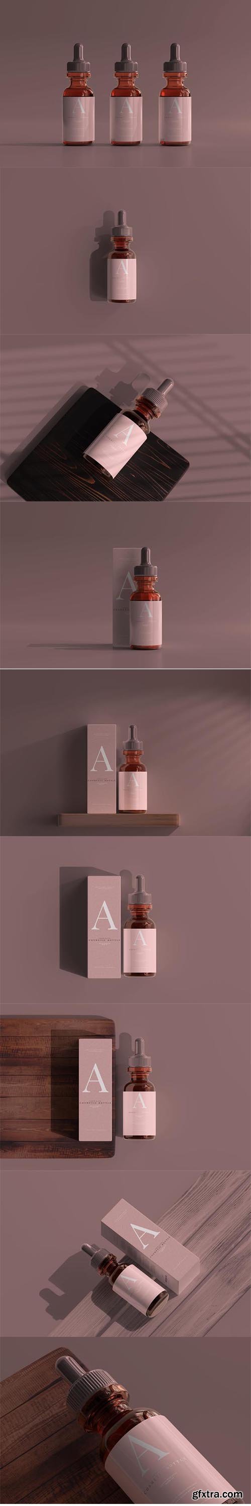 Amber glass dropper bottle mockup