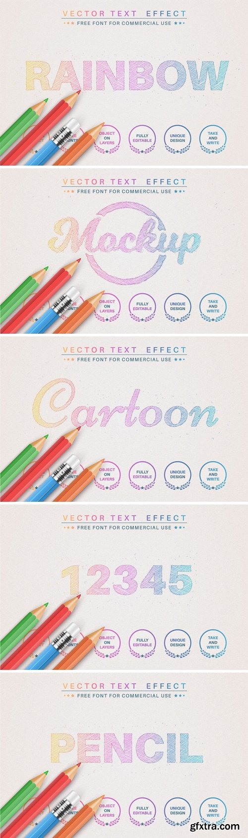 Pencil rainbow - editable text effect, font style