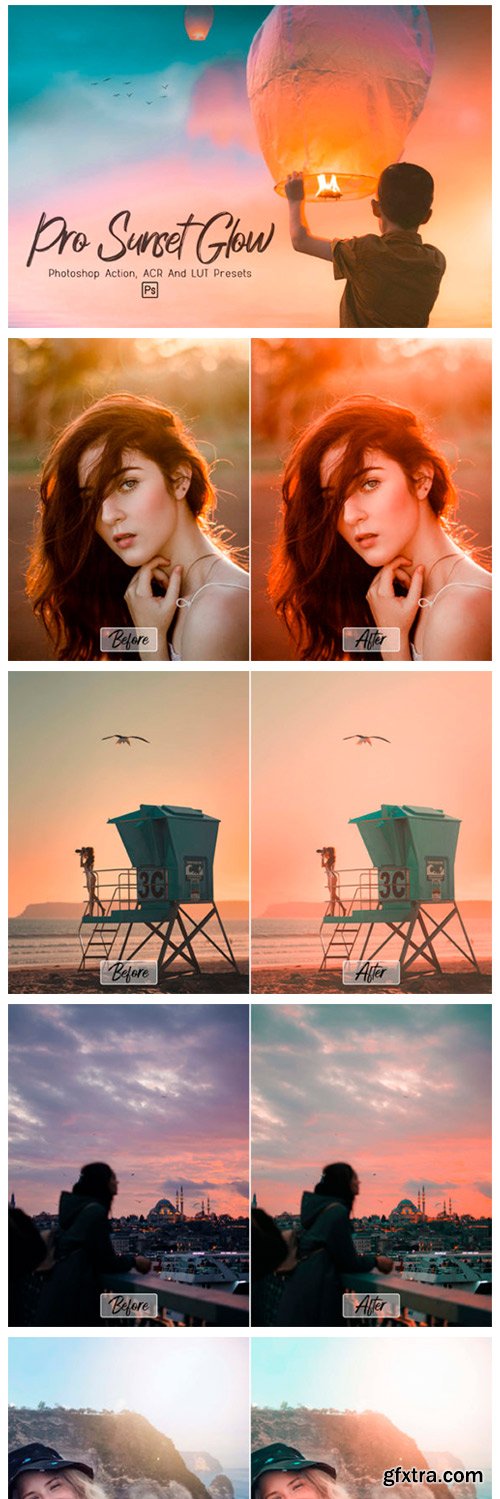 Pro Sunset Glow Photoshop Actions 9203812