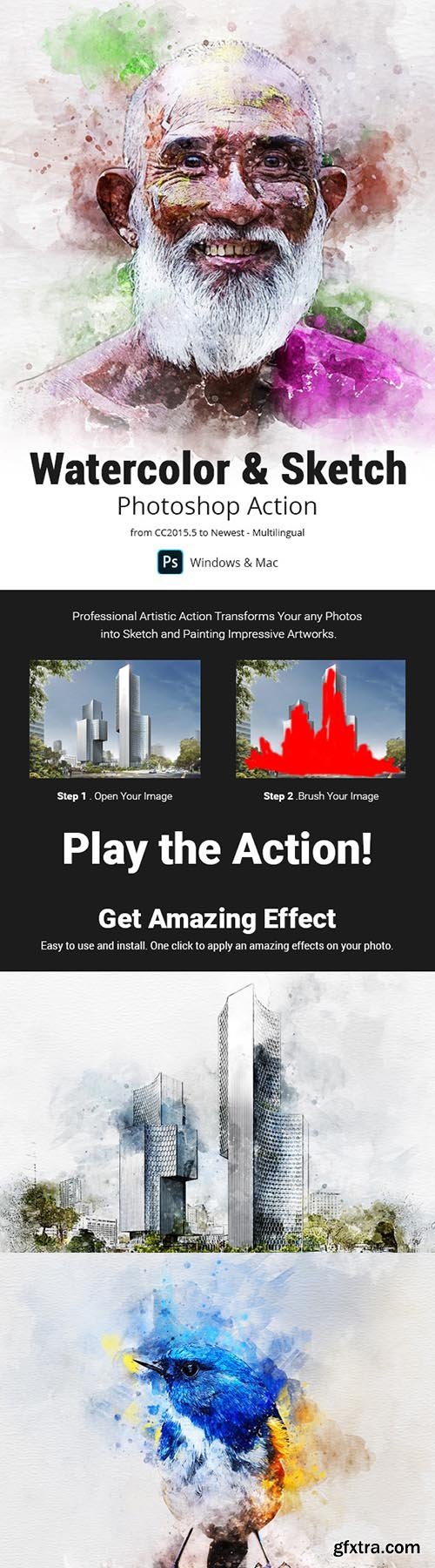 GraphicRiver - Watercolor &amp; Sketch Photoshop Action 31151841