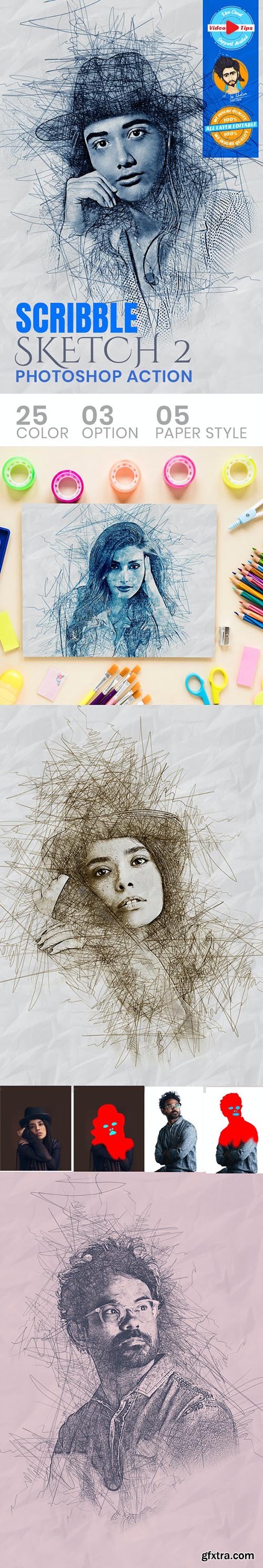 GraphicRiver - Scribble Sketch Photoshop Action 31050617