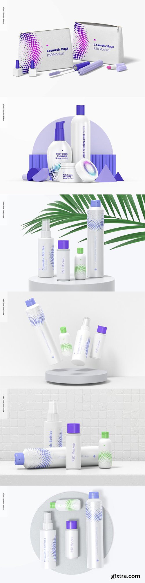 Cosmetic bottles scene mockup