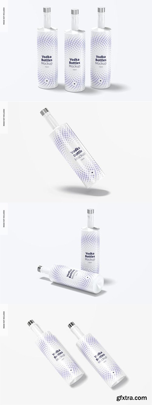 Vodka bottles set mockup