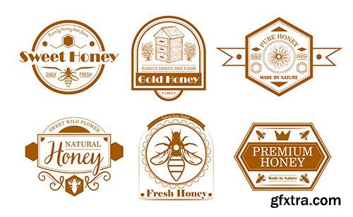 Bee farm labels set