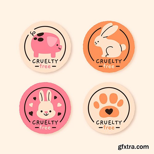 Hand-drawn cruelty free badge collection