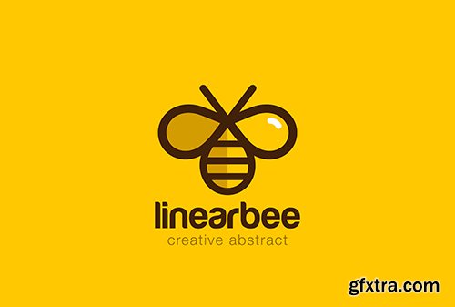 Bee logo linear vector