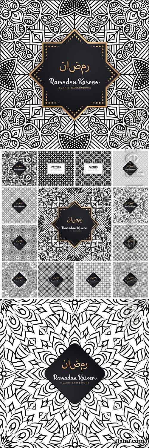 Seamless islamic black and white vector pattern