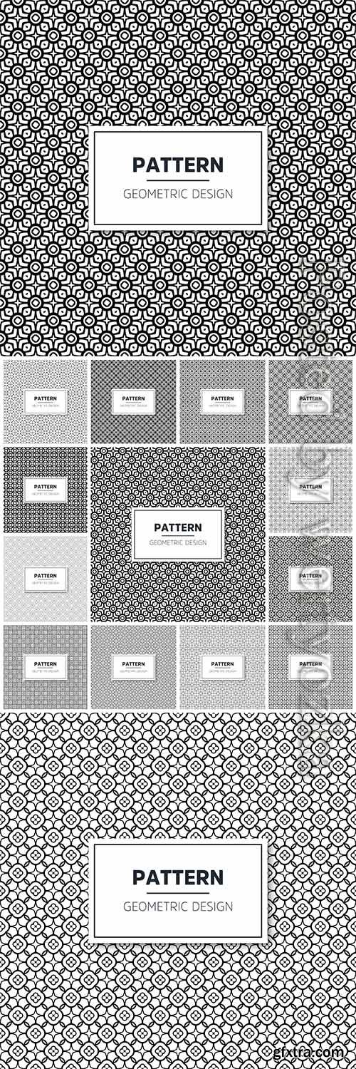 Seamless geometric black and white vector pattern