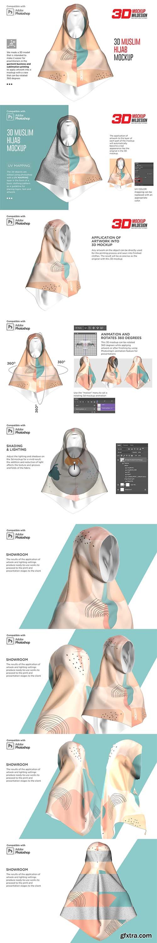 CreativeMarket - 3D Muslim Hijab Mockup 5986918