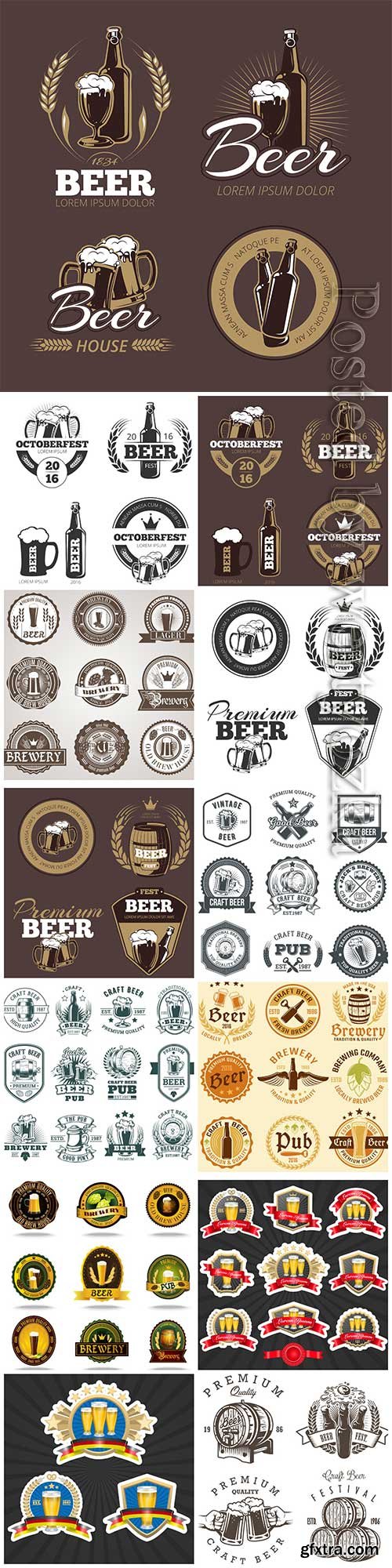 Beer label templates for beer house, brewing company, pub and bar