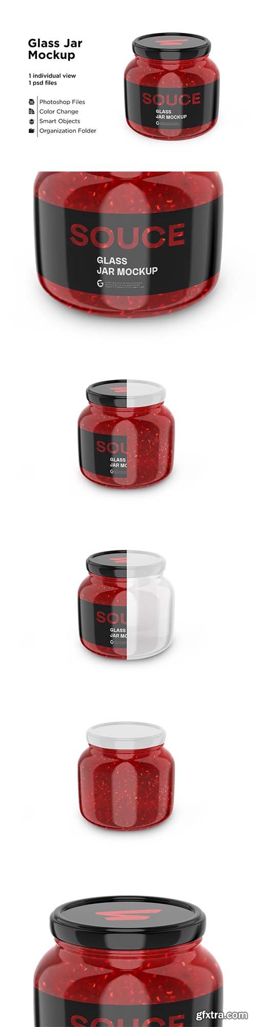 CreativeMarket - Glass Red Hot Sauce Jar Mockup 6063328