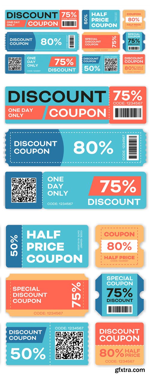 Special Offers and Promo Vouchers Vector Templates Set