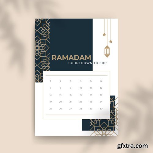 Elegant Monthly Islamic Ramadan Calendar Vector Template