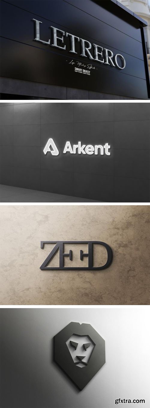 3D Facade Sign and Logo PSD Mockups Templates