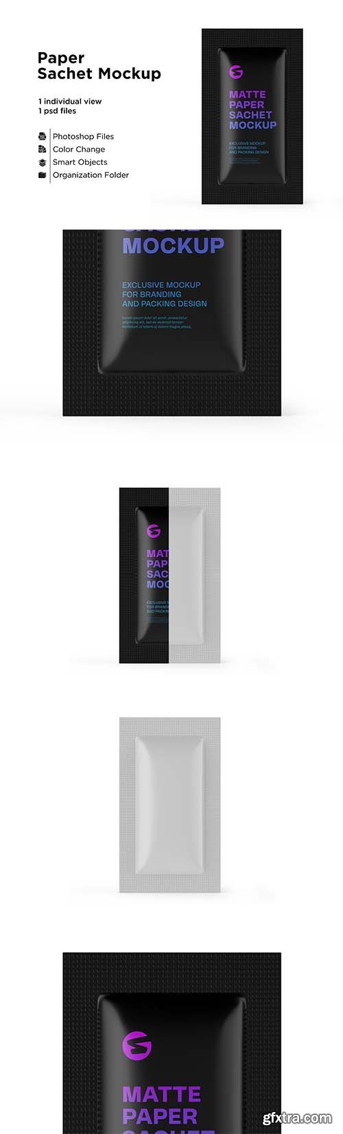 CreativeMarket - Matte Paper Sachet Mockup 6063340