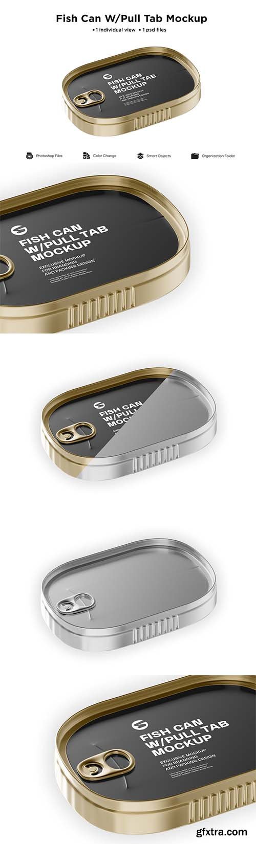 CreativeMarket - Metallic Fish Can W/ Pull Tab Mockup 6063378