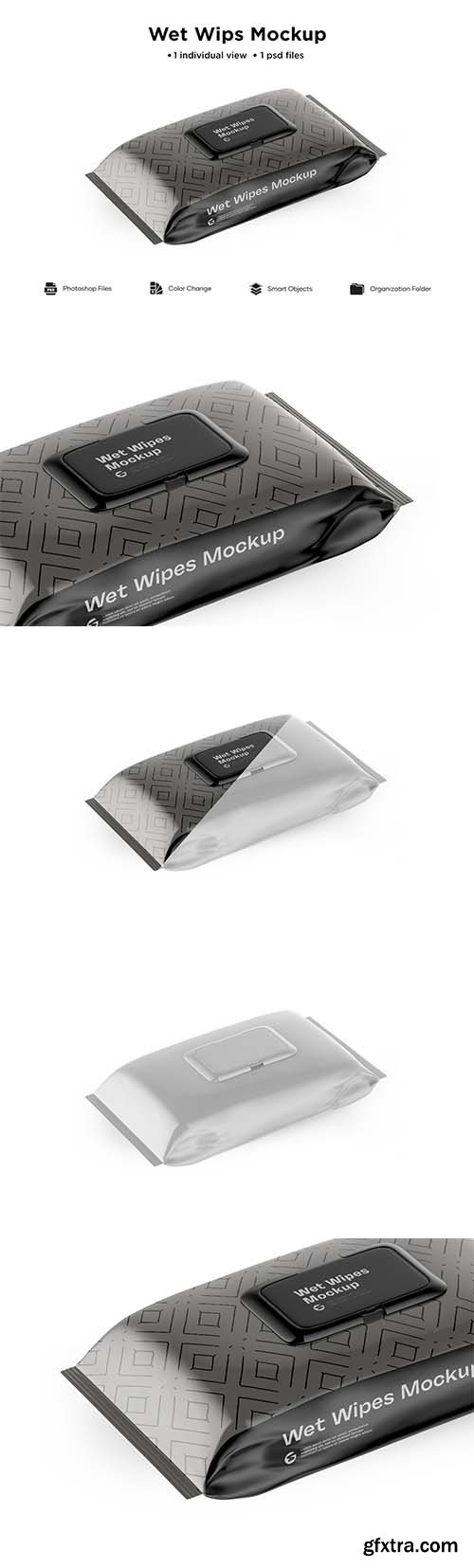 CreativeMarket - Wet Wipes Pack With Plastic Mockup 6063396