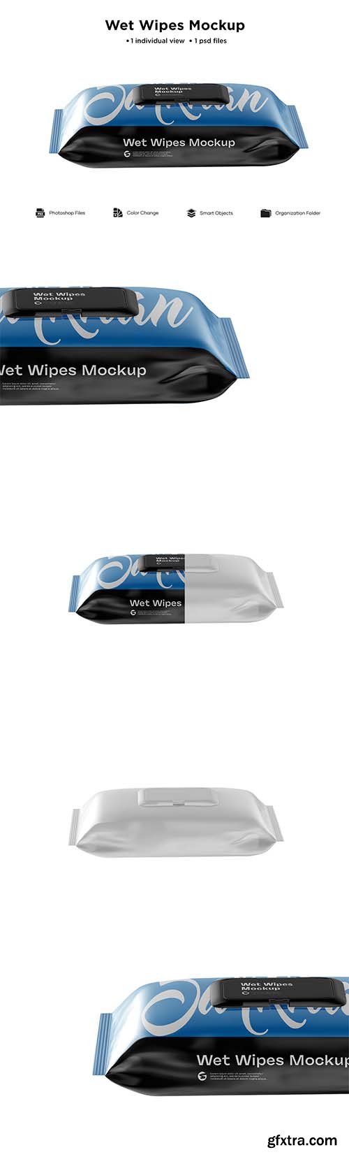 CreativeMarket - Wet Wipes Pack With Plastic Mockup 6063397