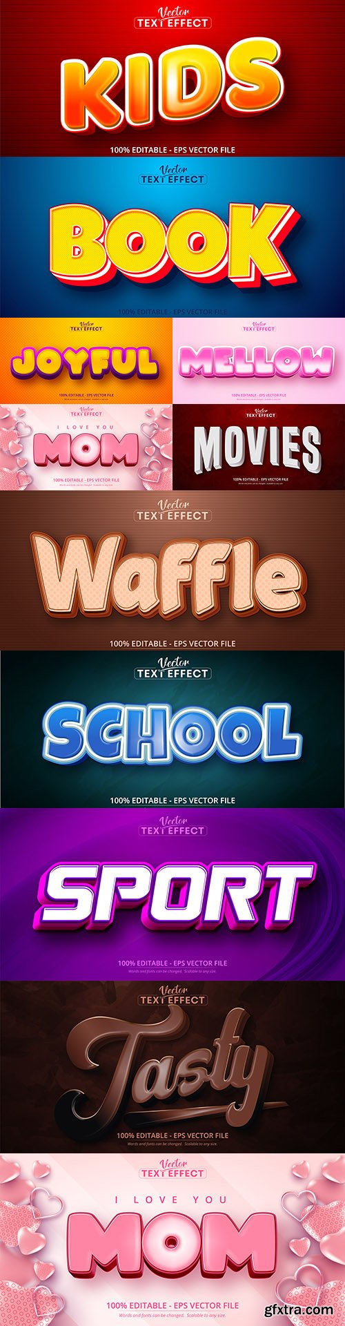 Editable font and 3d effect text design collection illustration 74
