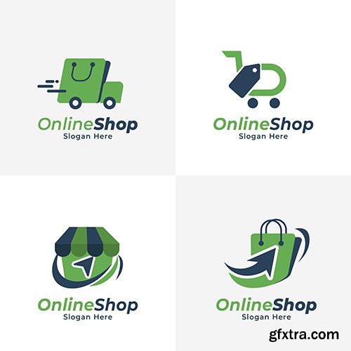 Flat e-commerce logo collection