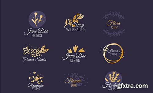 Wedding florist logo templates collection