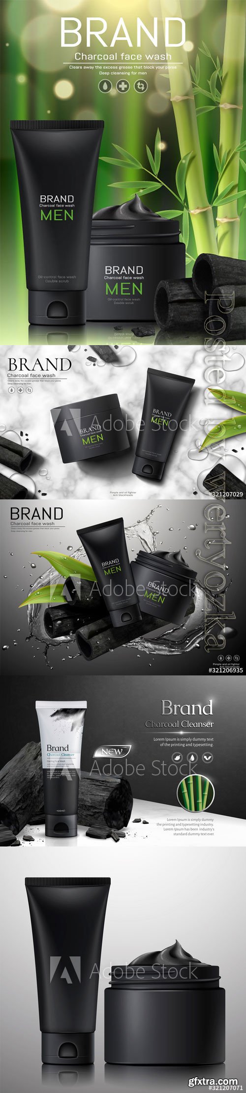 Charcoal men face wash ads