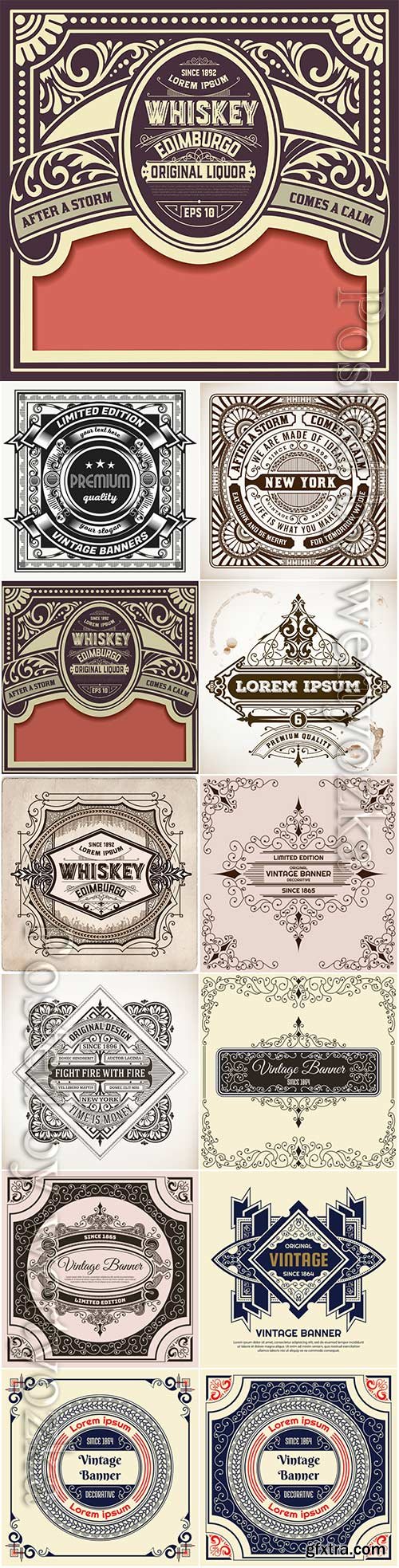 Labels in vintage style, vector elements