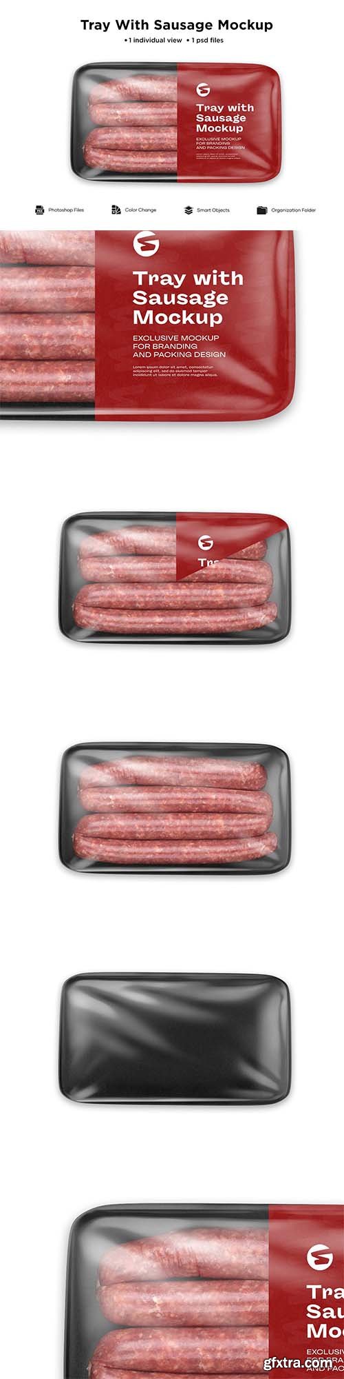 CreativeMarket - Plastic Tray With Sausage Mockup 6063387