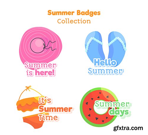 Hand-drawn summer badge collection