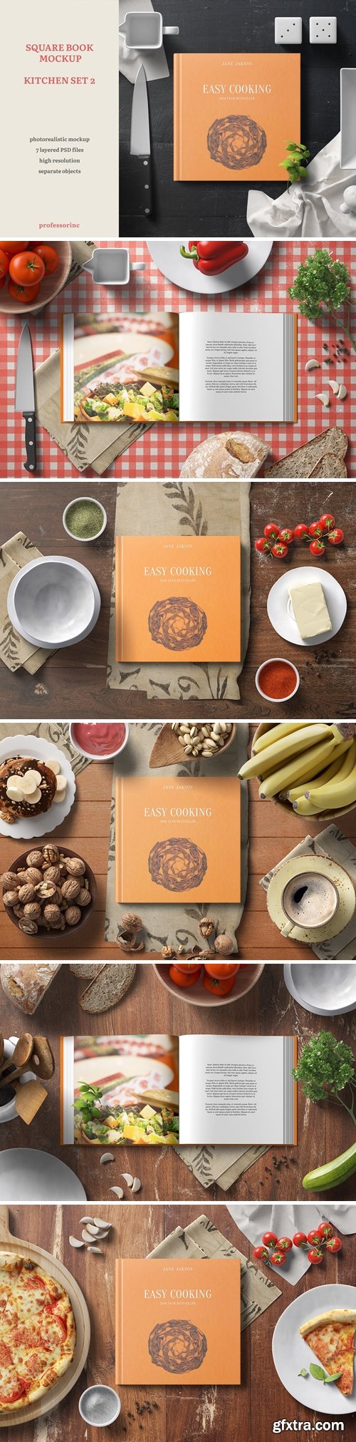 Sqaure Book Mockup — Kitchen Set 2