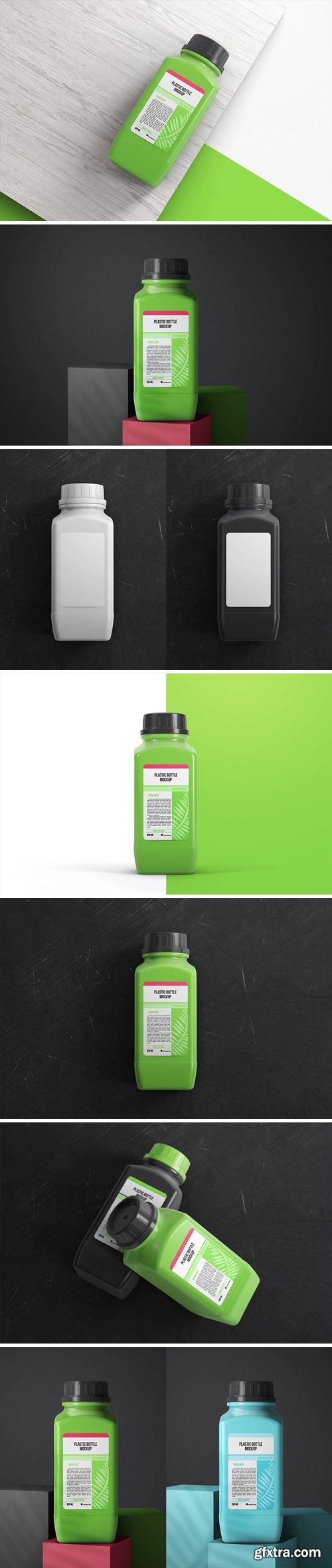 Square Shaped Plastic Bottle Mockup