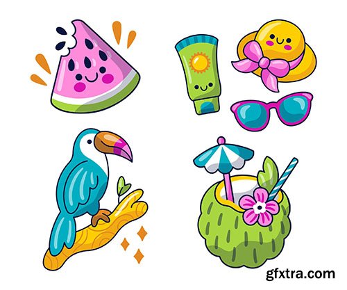 Kawaii summer stickers pack