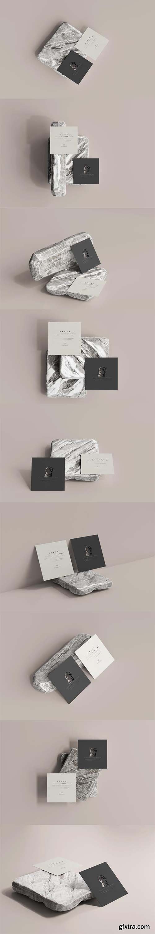 Square business card mockup