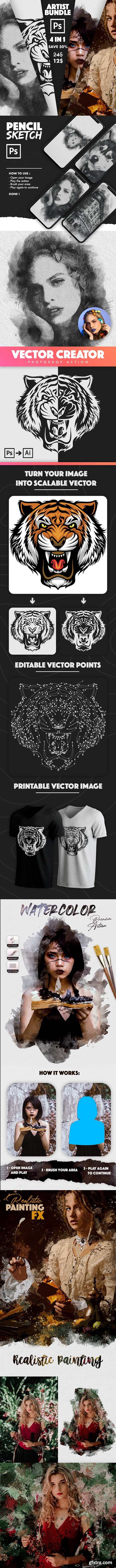 GraphicRiver - 4 in 1 Artist Bundle Photoshop Actions 31038403