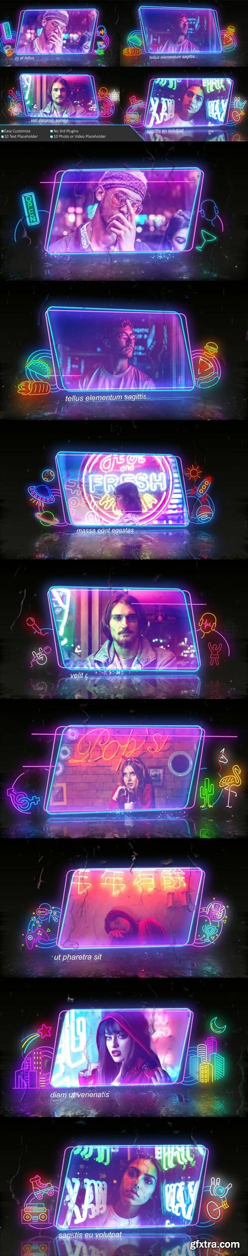 Videohive - Neon Frame In The Rain Photo Slide - 30262952