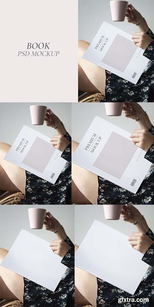 Woman reading a magazine mockup design