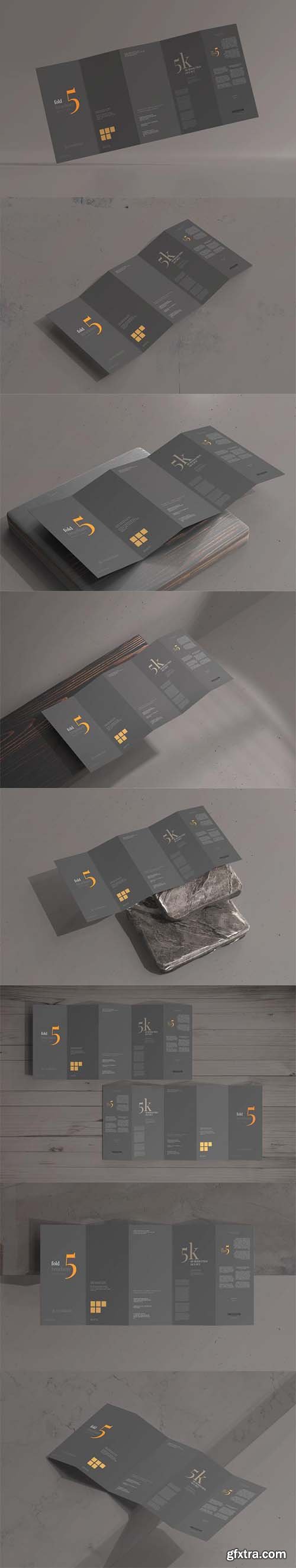 Dl size five fold brochure mockup