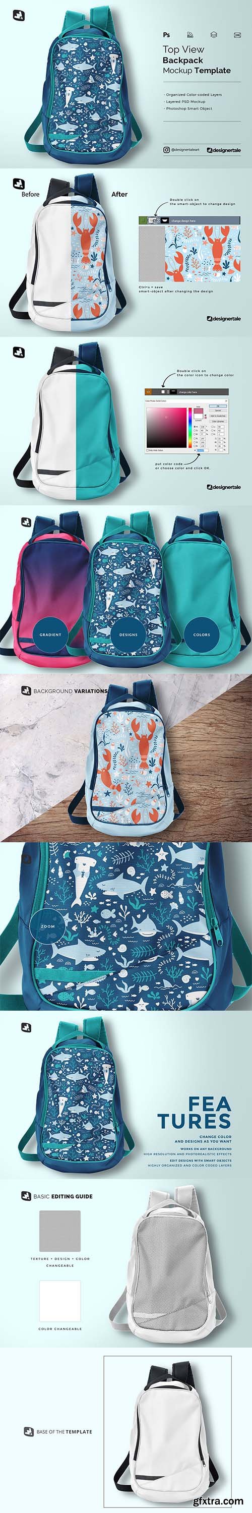 CreativeMarket - Top View Backpack Mockup 5345372