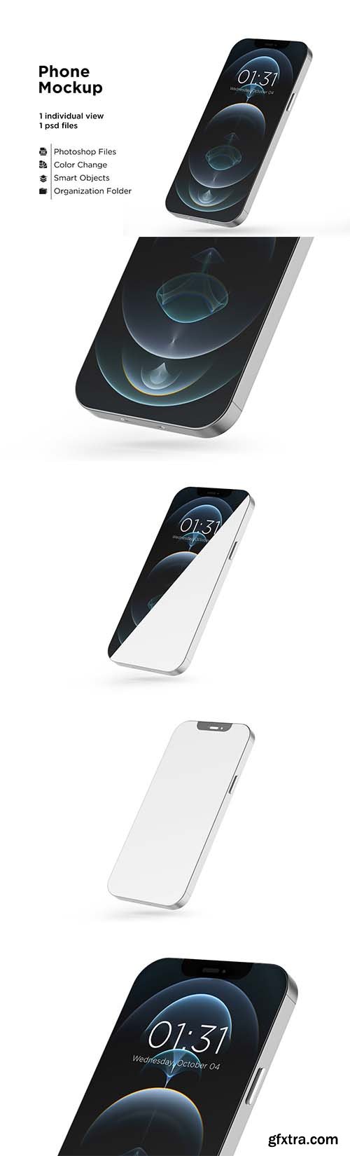 CreativeMarket - Apple Iphone 12 Pro Silver Mockup 6063298