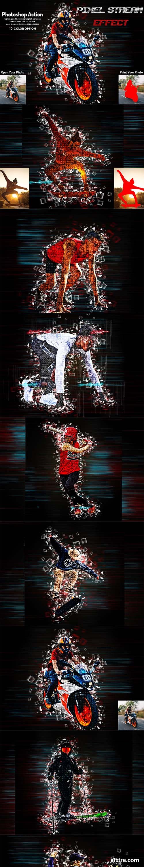 CreativeMarket - Pixel Stream Effect Photoshop Action 5950260